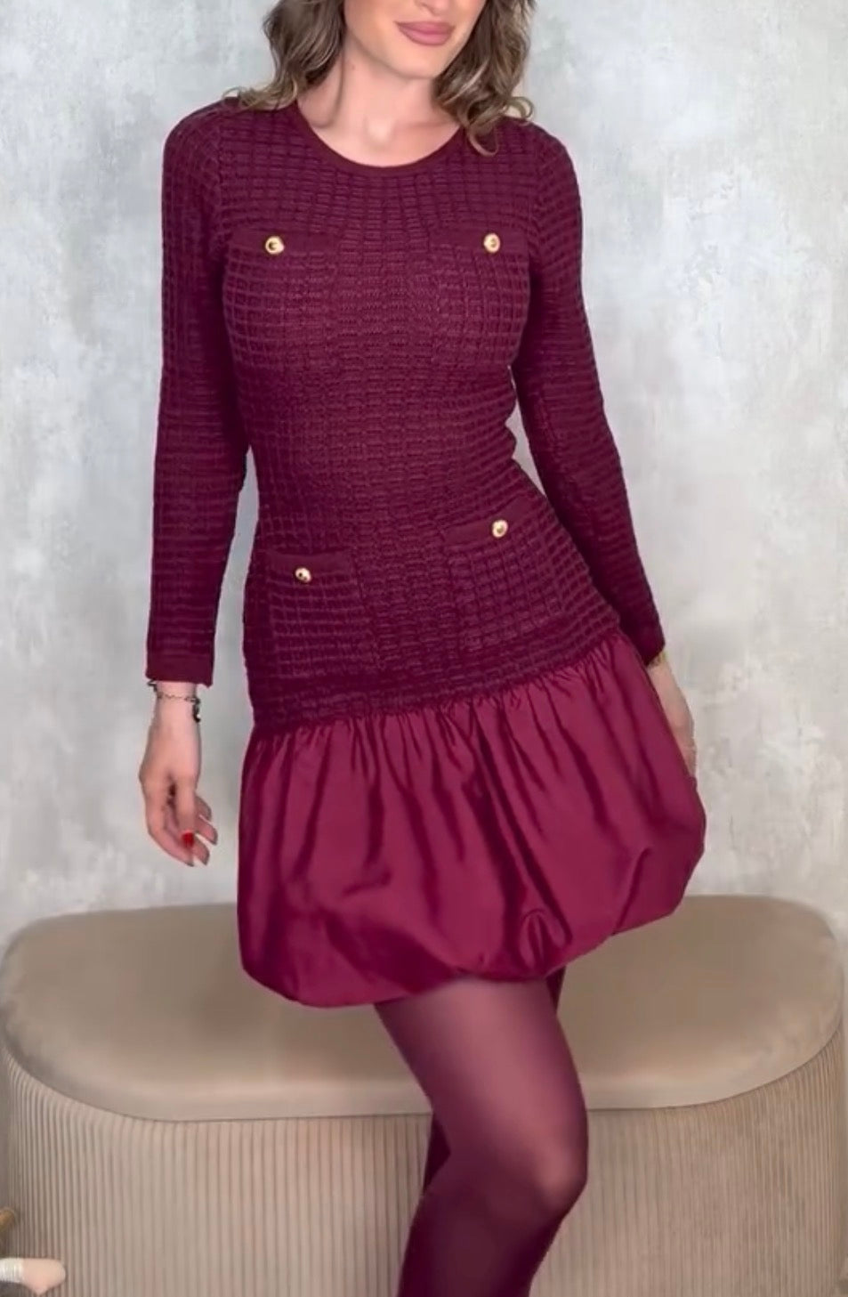 Vestido lana abullonado