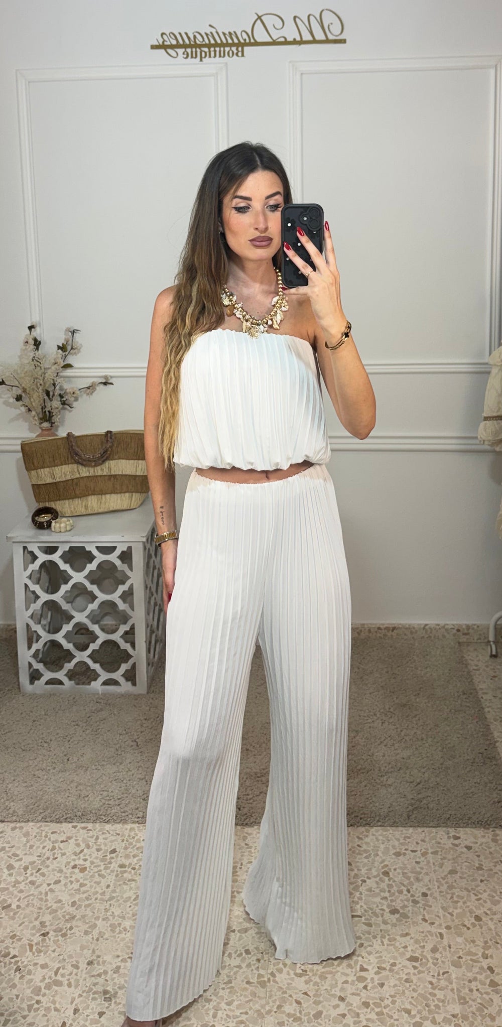 Conjunto plisado blanco