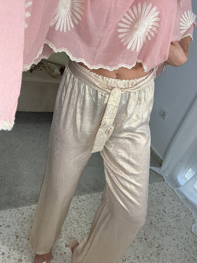 Pantalón tela brillo