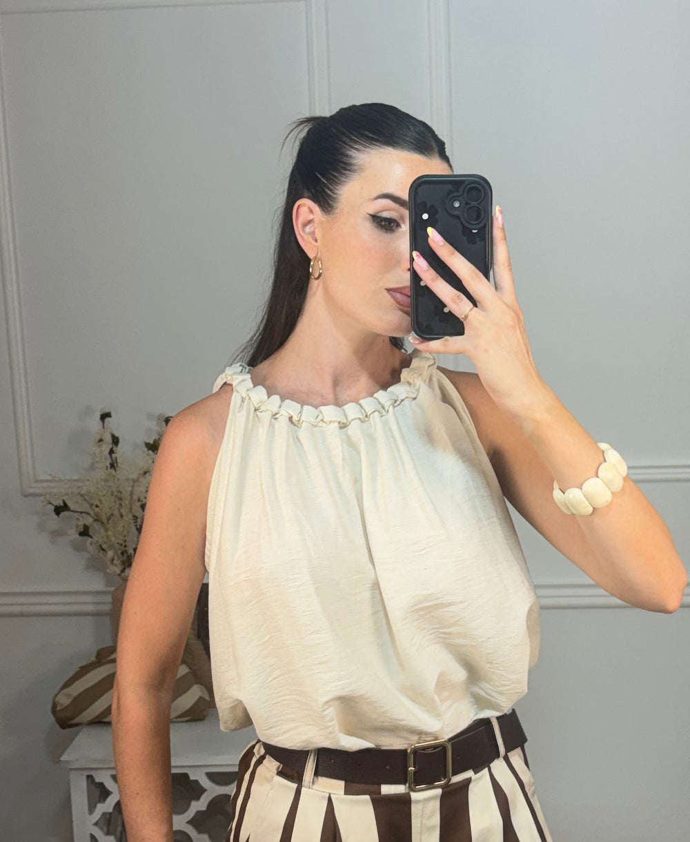 Blusa Lino Globo Beige