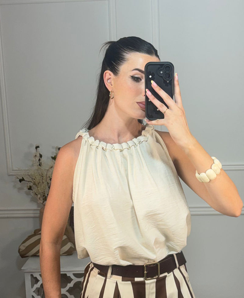 Blusa Lino Globo Beige