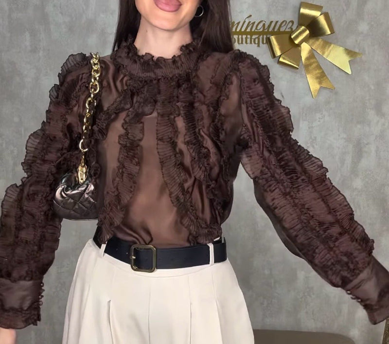 Blusa Volantes Marrón
