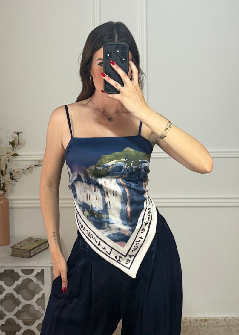 Top Pañuelo Azul Marino