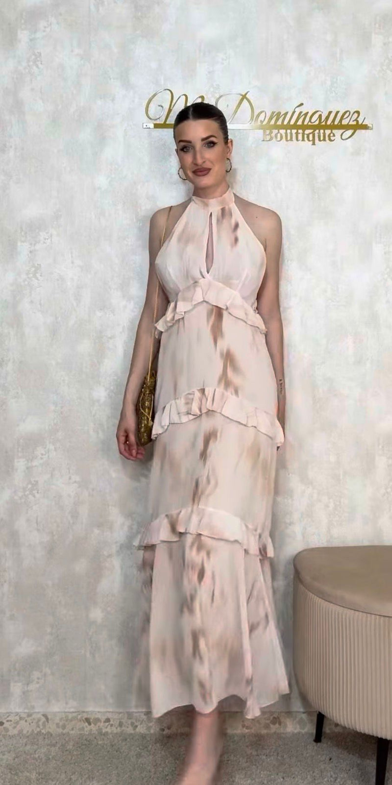 Vestido Volante Beige
