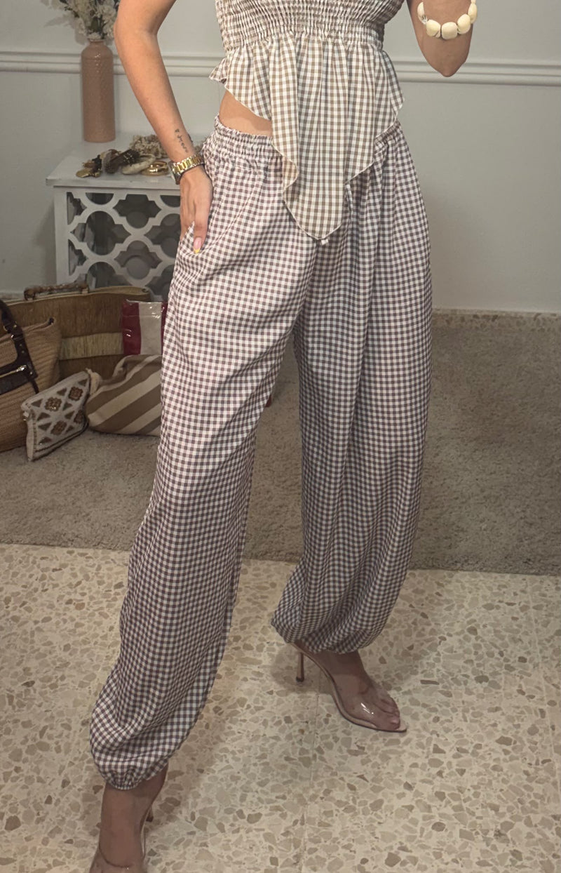 Pantalón Cuadros Beige