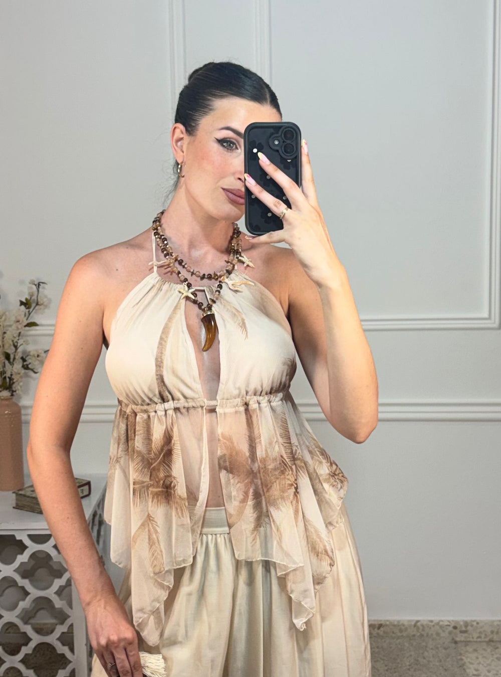 Top Estampado Beige