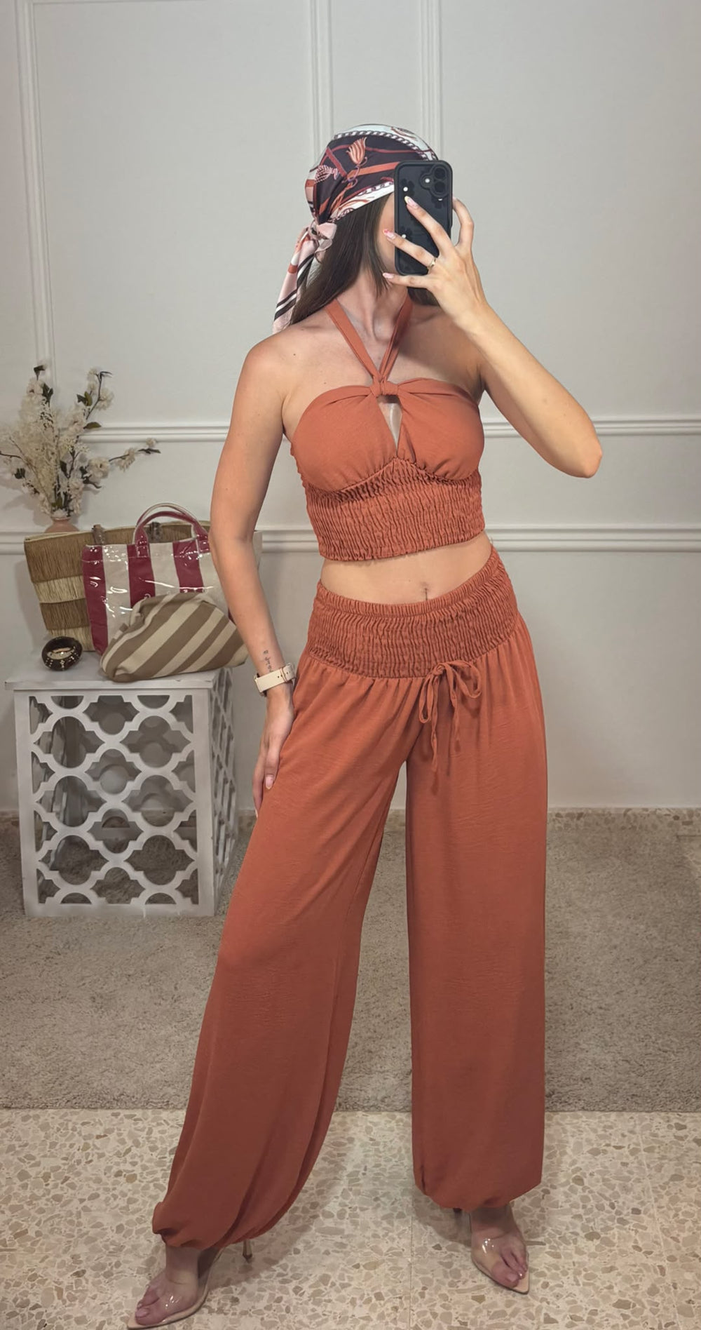 Conjunto mandarina top/pantalon