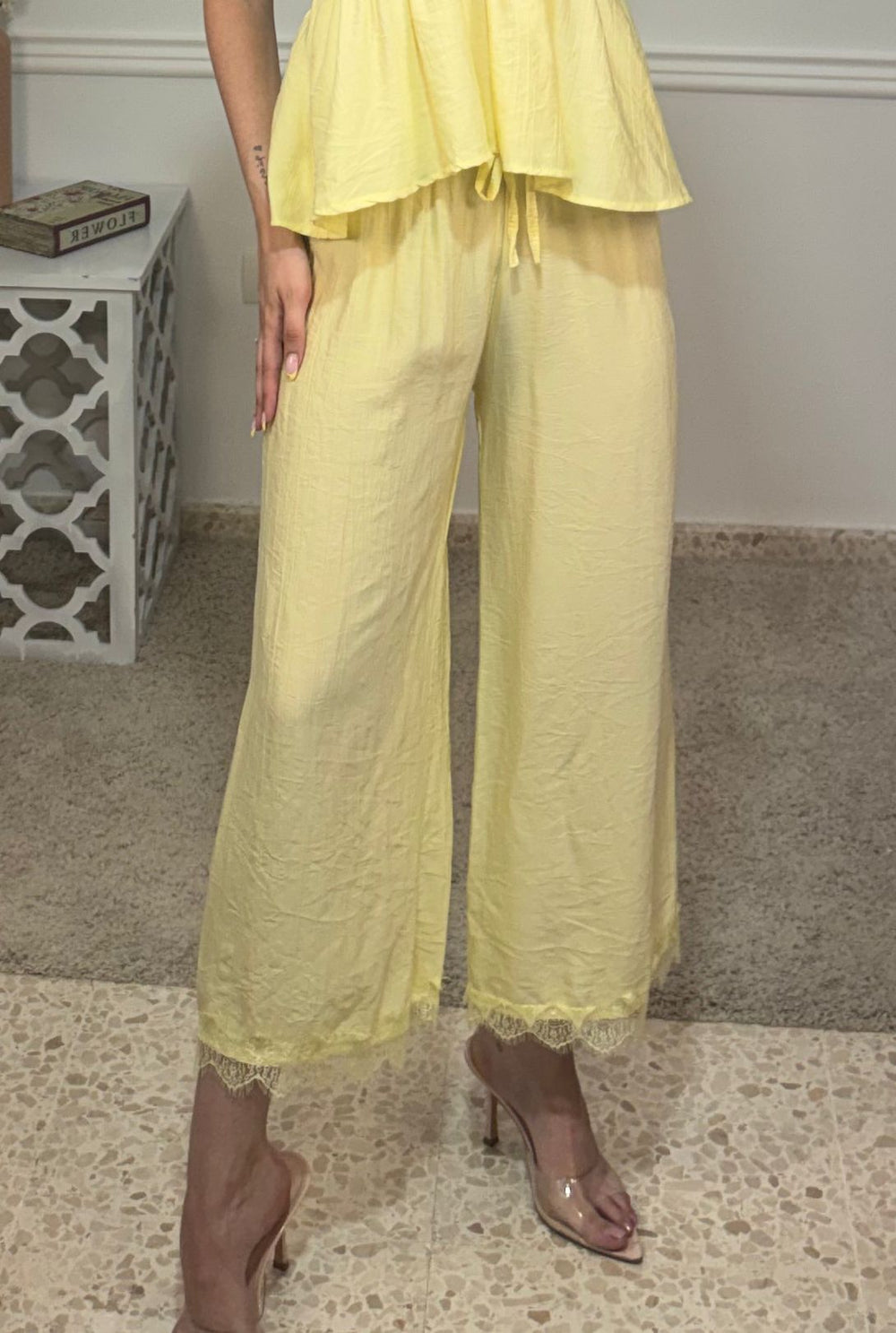 Pantalón Encaje Camisero Amarillo