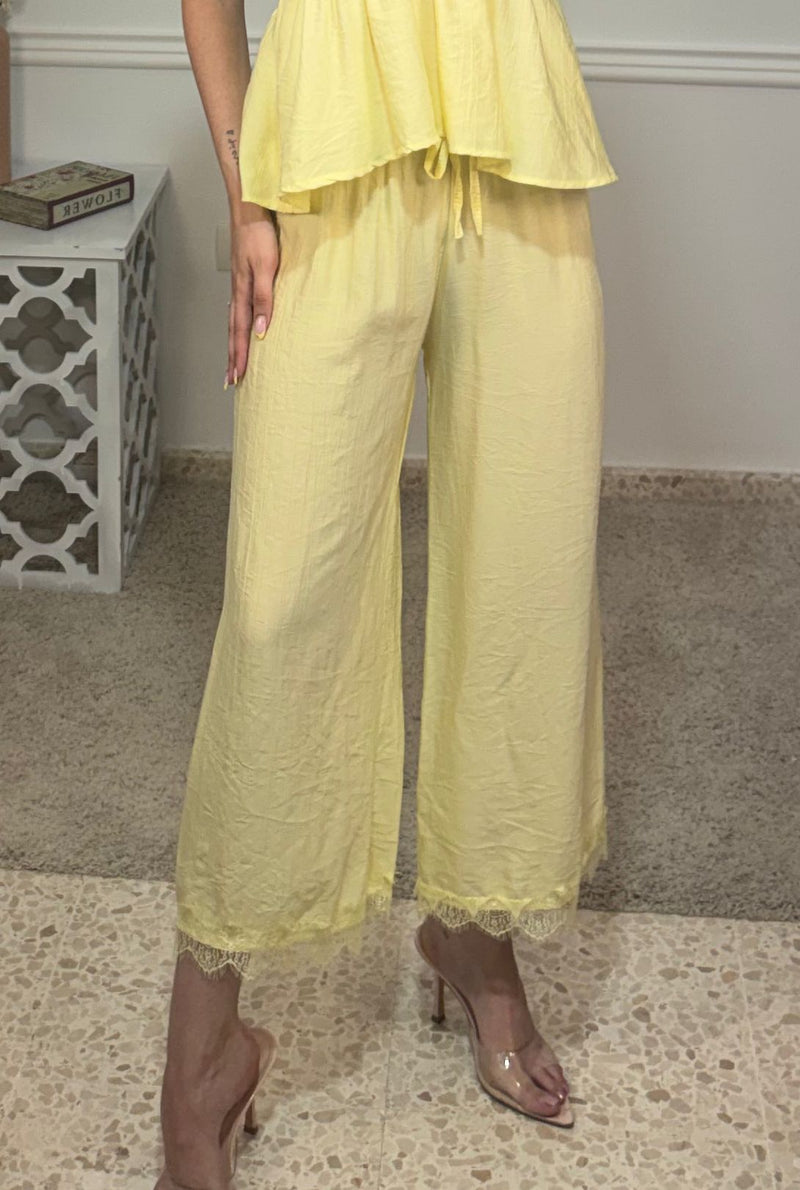 Pantalón Encaje Camisero Amarillo