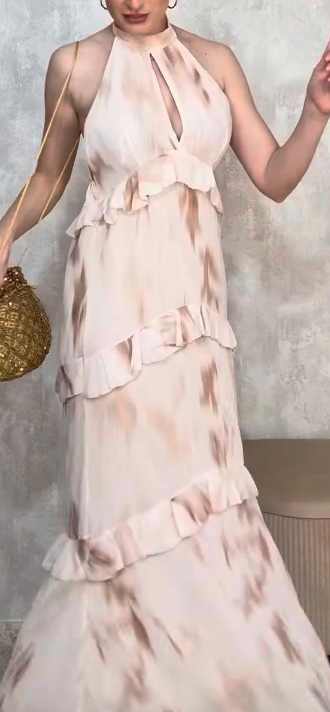 Vestido Volante Beig