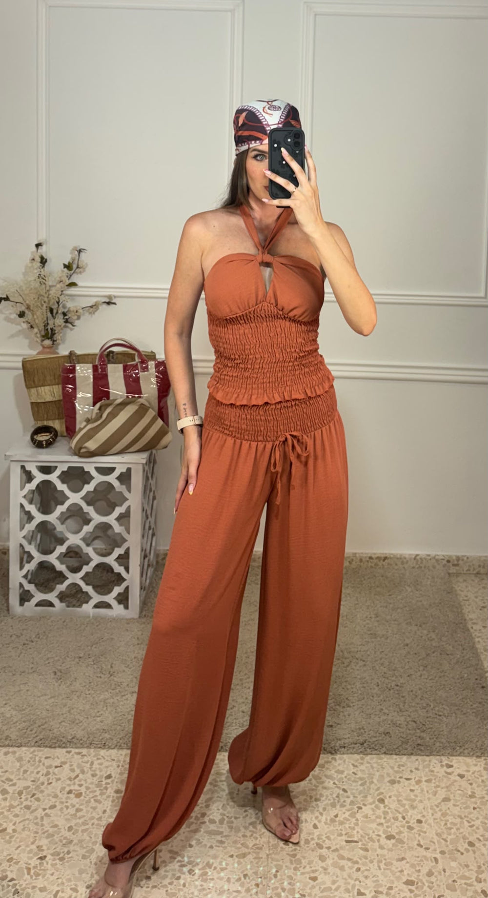 Conjunto mandarina top/pantalon