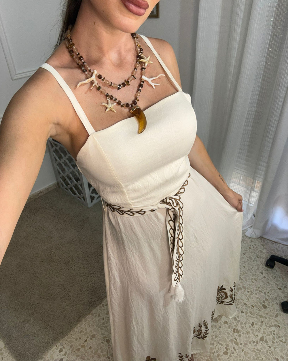 Vestido Lino Beige