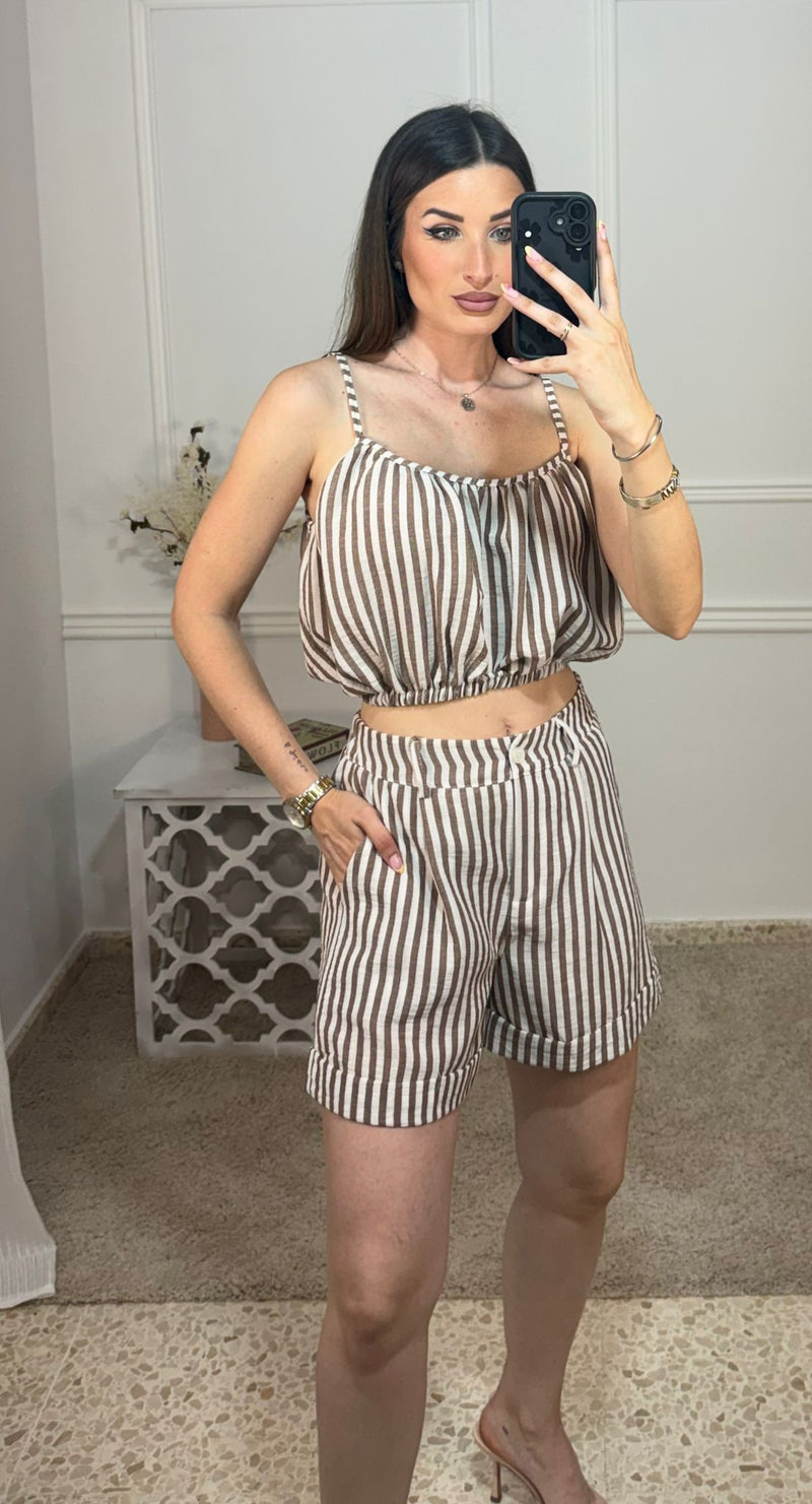 Conjunto Rayas Marrón