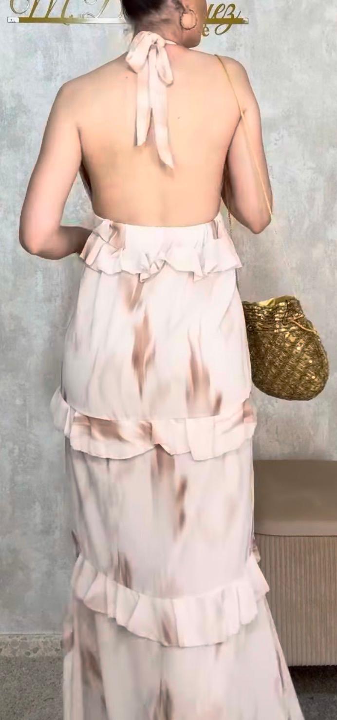 Vestido Volante Beig